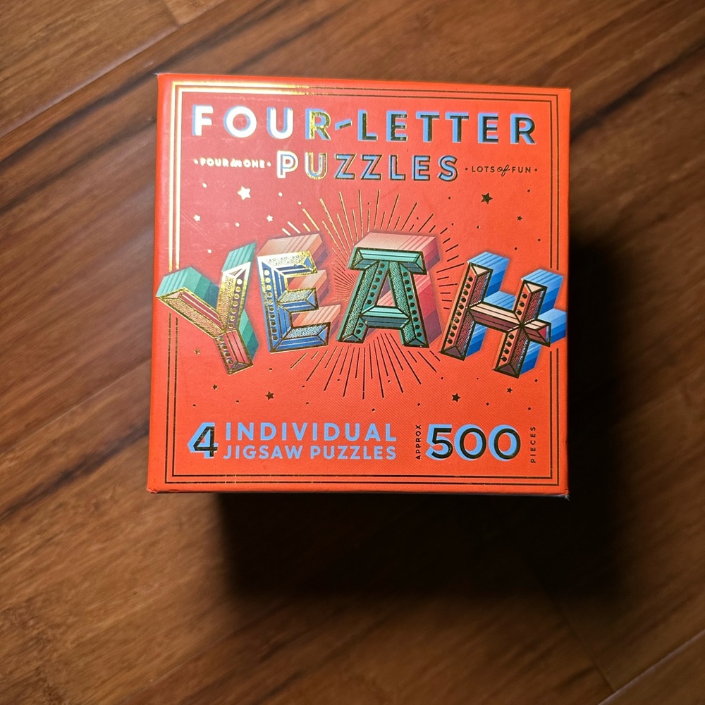 Four-Letter Puzzles "Yeah" 500-Piece Jigsaw Box - Orange NEW Sealed